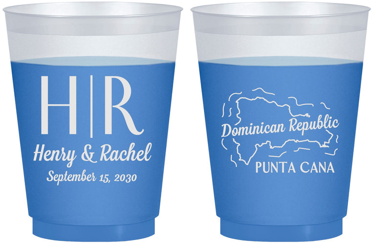 Custom Wedding 16 oz Color Changing Frosted Cups - Domincan Republic | 522