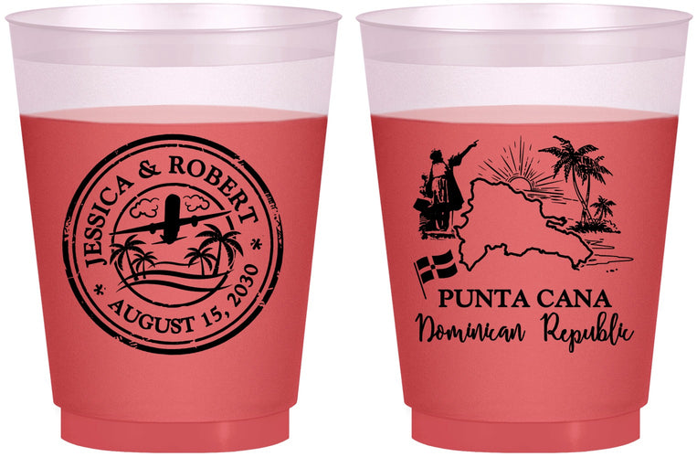 Custom Wedding 16 oz Color Changing Frosted Cups - Domincan Republic | 523