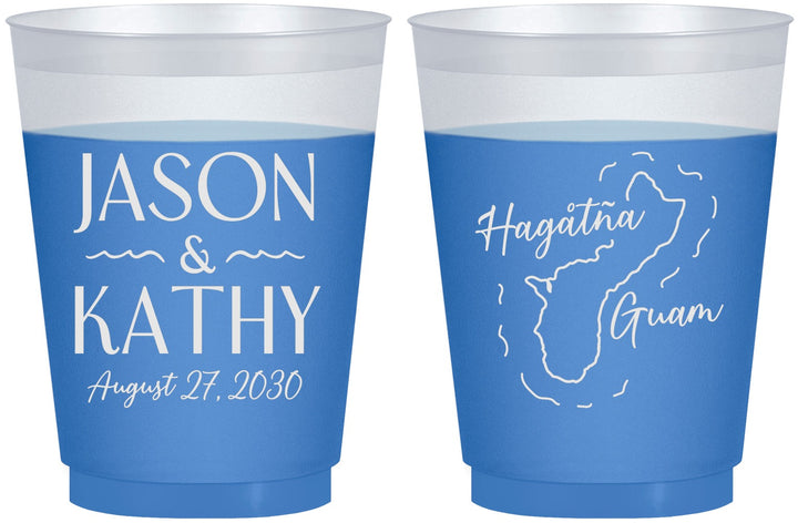 Custom Wedding 16 oz Color Changing Frosted Cups - Guam | 526