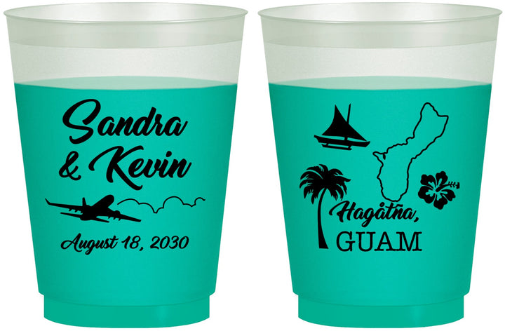 Custom Wedding 16 oz Color Changing Frosted Cups - Guam | 527