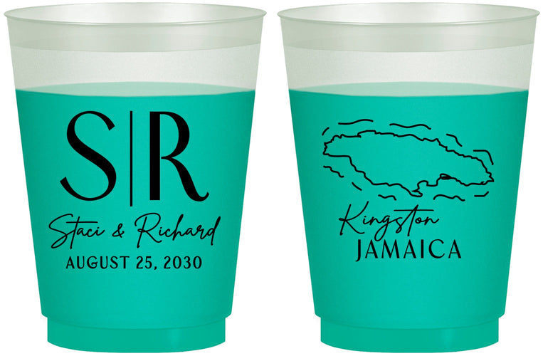 Custom Wedding 16 oz Color Changing Frosted Cups - Jamaica | 530
