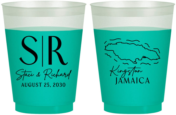 Custom Wedding 16 oz Color Changing Frosted Cups - Jamaica | 530