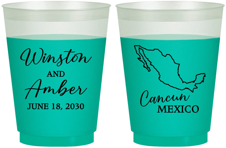 Custom Wedding 16 oz Color Changing Frosted Cups - Mexico | 534