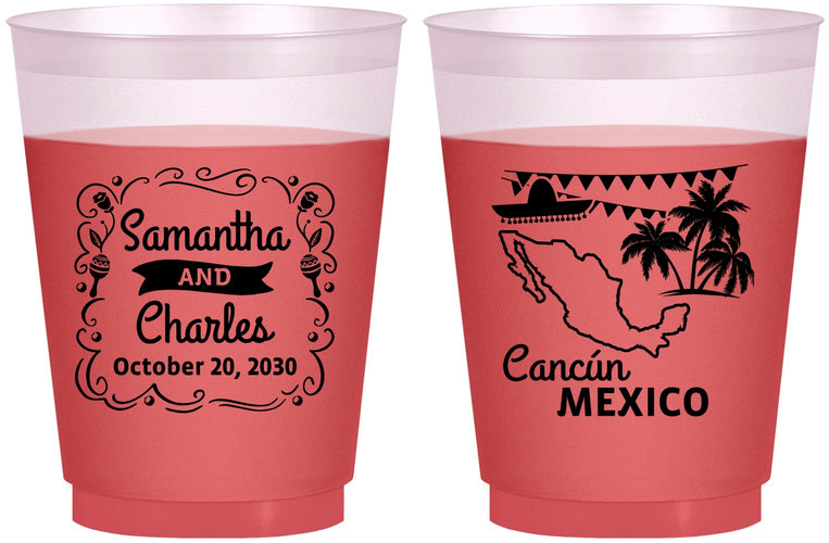 Custom Wedding 16 oz Color Changing Frosted Cups - Mexico | 535