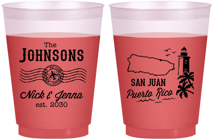 Custom Wedding 16 oz Color Changing Frosted Cups - Puerto Rico | 539