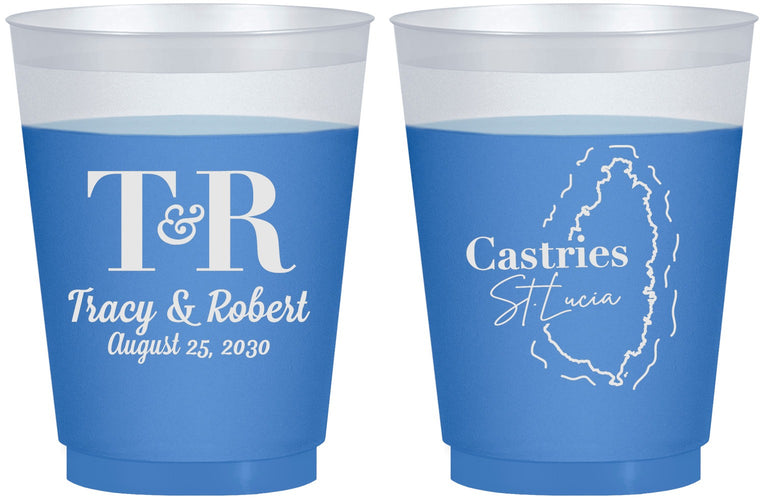 Custom Wedding 16 oz Color Changing Frosted Cups - St Lucia | 540