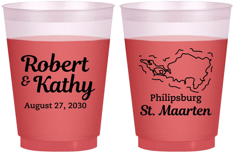 Custom Wedding 16 oz Color Changing Frosted Cups - St Maarten | 542