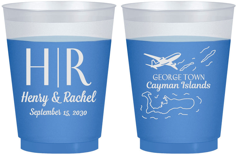 Custom Wedding 16 oz Color Changing Frosted Cups - Cayman Island | 544