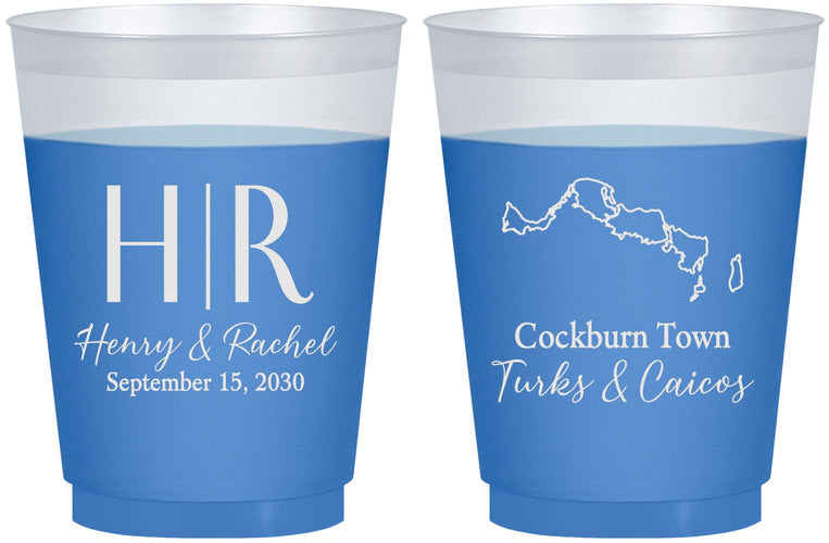 Custom Wedding 16 oz Color Changing Frosted Cups - Turks And Caicos | 546