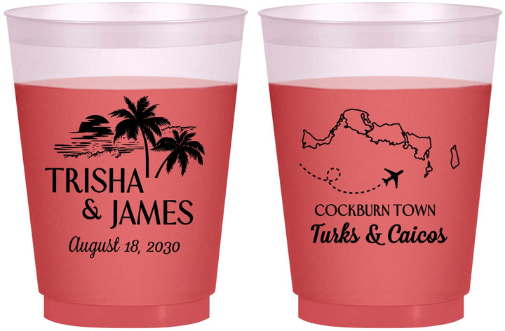 Custom Wedding 16 oz Color Changing Frosted Cups - Turks And Caicos | 547