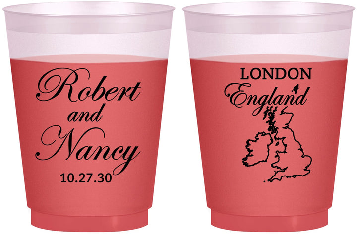 Custom Wedding 16 oz Color Changing Frosted Cups - England | 548