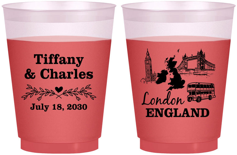Custom Wedding 16 oz Color Changing Frosted Cups - England | 549