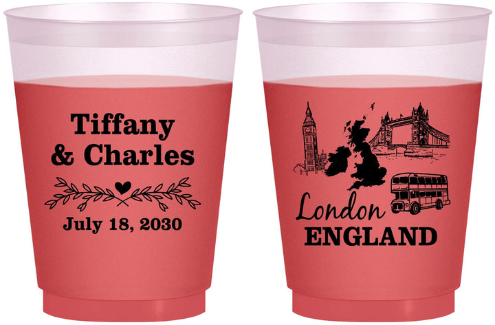 Custom Wedding 16 oz Color Changing Frosted Cups - England | 549