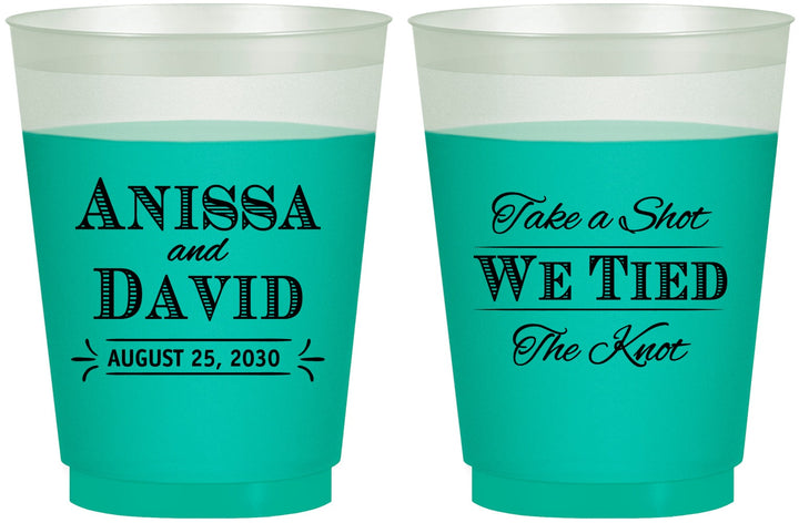 Custom Wedding 16 oz Color Changing Frosted Cups - Take A Shot We Tied The Knot | 551