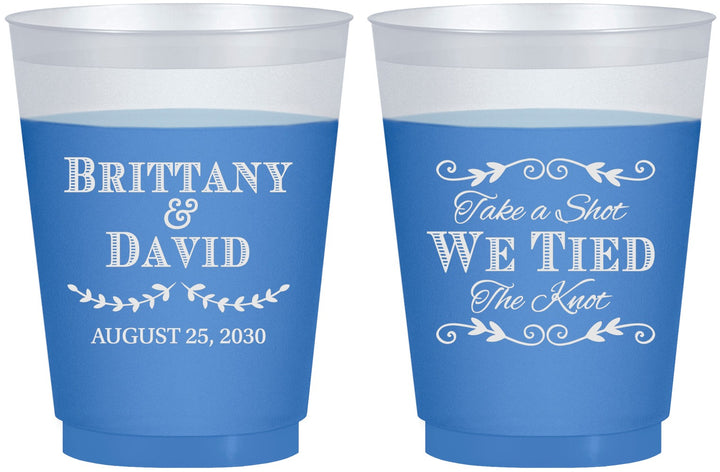 Custom Wedding 16 oz Color Changing Frosted Cups - Take A Shot We Tied The Knot | 552