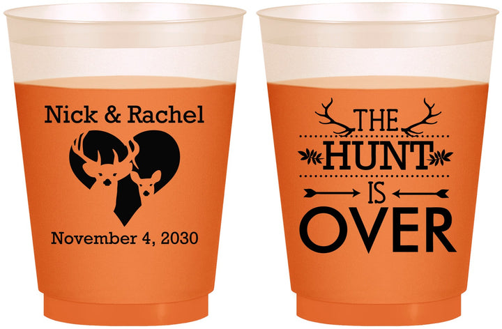 Custom Wedding 16 oz Color Changing Frosted Cups - The Hunt Is Over | 554