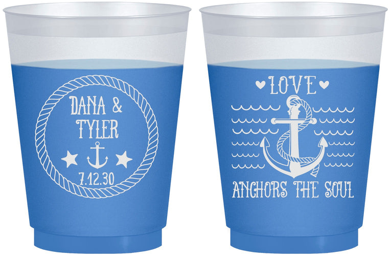 Custom Wedding 16 oz Color Changing Frosted Cups - Anchor The Soul | 558
