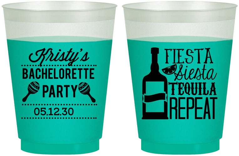 Custom Bachelorette 16 oz Color Changing Frosted Cups - Fiesta Siesta Tequila Repeat | 60002