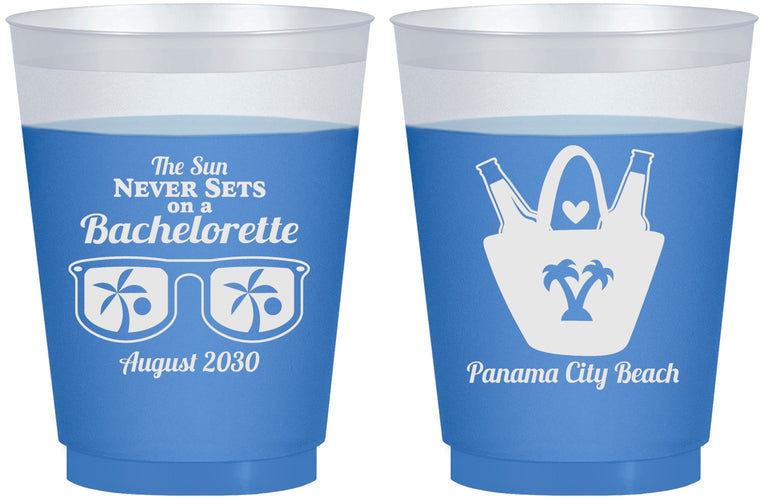 Custom Bachelorette 16 oz Color Changing Frosted Cups - Beach | 60010