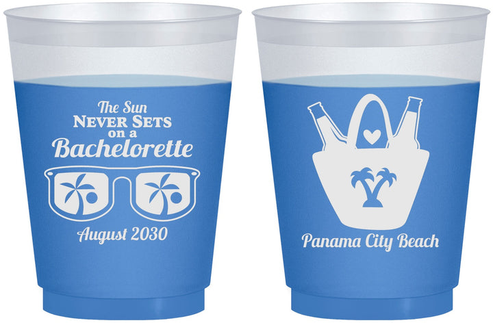 Custom Bachelorette 16 oz Color Changing Frosted Cups - Beach | 60010