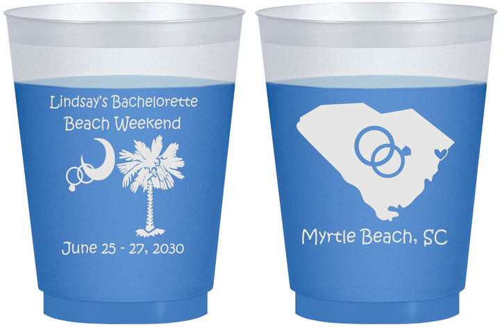 Custom Bachelorette 16 oz Color Changing Frosted Cups - South Carolina | 60012