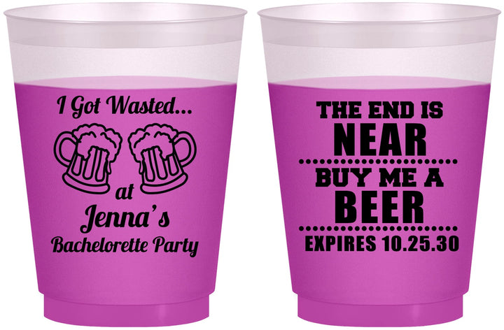 Custom Bachelorette 16 oz Color Changing Frosted Cups - I Got Wasted | 60015