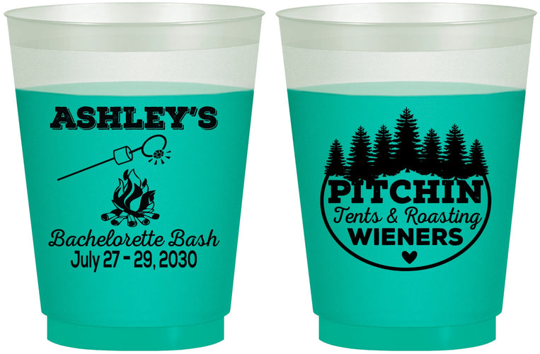 Custom Bachelorette 16 oz Color Changing Frosted Cups - Camping | 60018