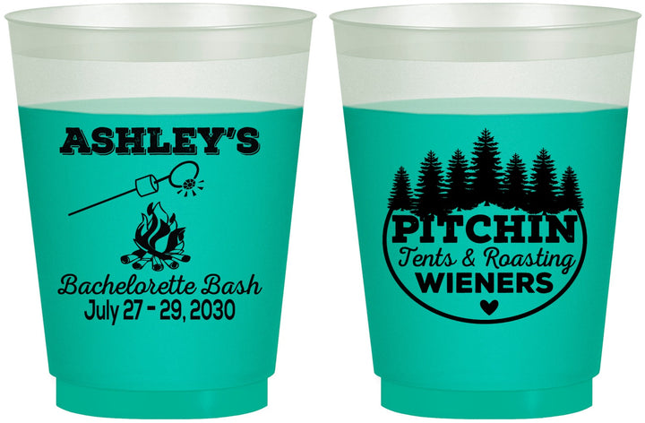 Custom Bachelorette 16 oz Color Changing Frosted Cups - Camping | 60018