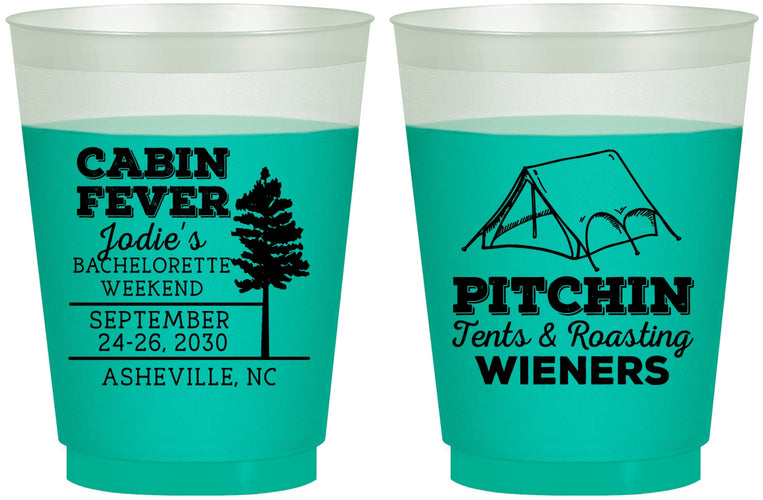 Custom Bachelorette 16 oz Color Changing Frosted Cups - Camping | 60019