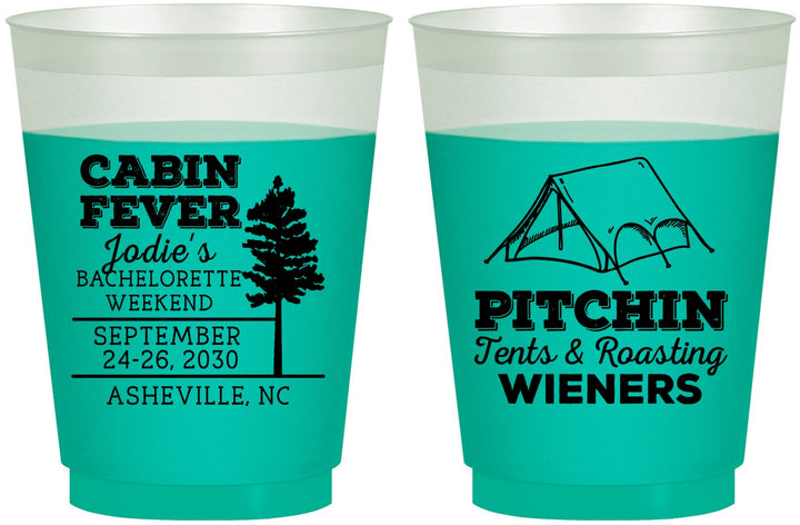 Custom Bachelorette 16 oz Color Changing Frosted Cups - Camping | 60019