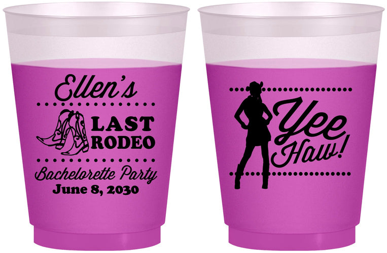 Custom Bachelorette 16 oz Color Changing Frosted Cups - Last Rodeo | 60021