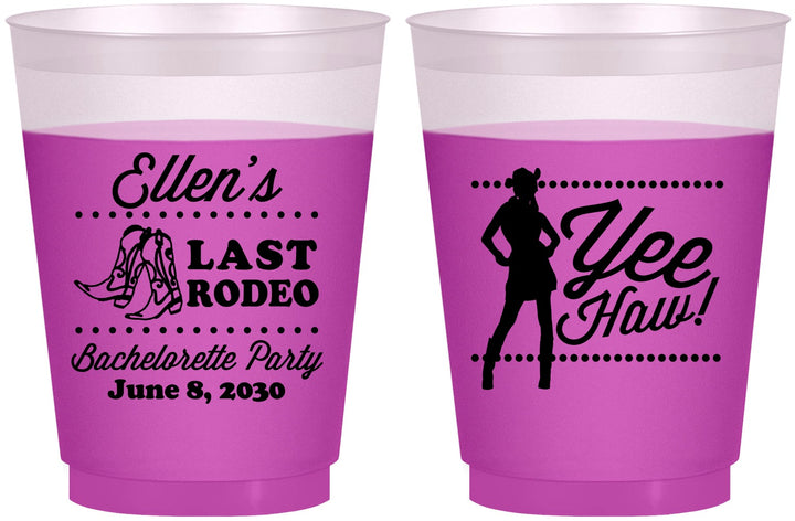 Custom Bachelorette 16 oz Color Changing Frosted Cups - Last Rodeo | 60021
