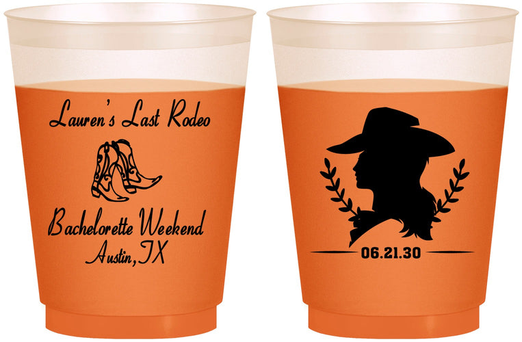 Custom Bachelorette 16 oz Color Changing Frosted Cups - Last Rodeo | 60022