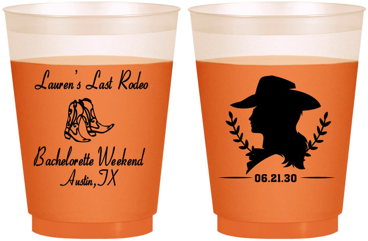 Custom Bachelorette 16 oz Color Changing Frosted Cups - Last Rodeo | 60022
