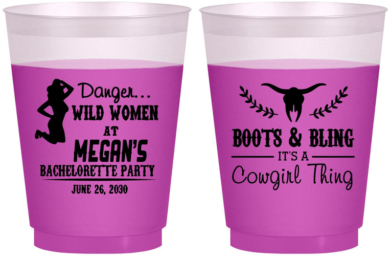 Custom Bachelorette 16 oz Color Changing Frosted Cups - Boots And Bling | 60023
