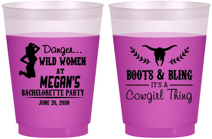 Custom Bachelorette 16 oz Color Changing Frosted Cups - Boots And Bling | 60023