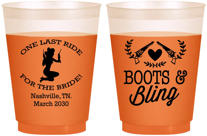 Custom Bachelorette 16 oz Color Changing Frosted Cups - One Last Ride | 60024