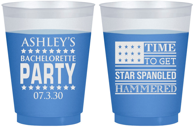 Custom Bachelorette 16 oz Color Changing Frosted Cups - Star Spangled Hammered | 60025