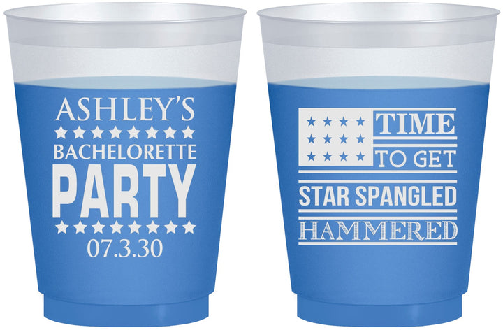 Custom Bachelorette 16 oz Color Changing Frosted Cups - Star Spangled Hammered | 60025