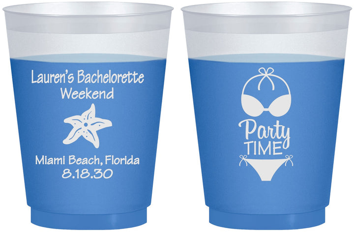 Custom Bachelorette 16 oz Color Changing Frosted Cups - Bikini | 60027