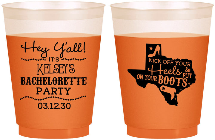 Custom Bachelorette 16 oz Color Changing Frosted Cups - Texas Cowgirl | 60041
