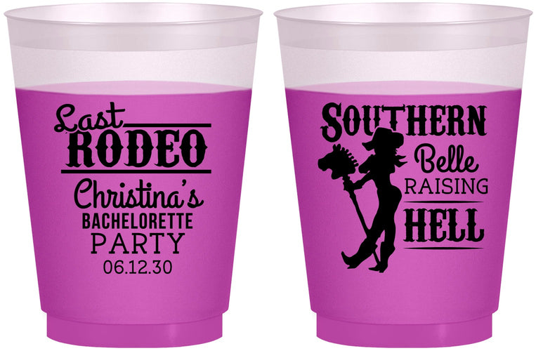Custom Bachelorette 16 oz Color Changing Frosted Cups - Raising Hell Last Rodeo | 60042