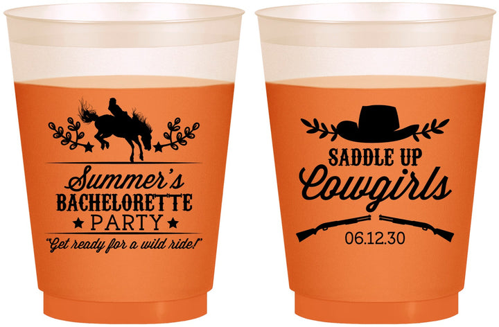 Custom Bachelorette 16 oz Color Changing Frosted Cups - Saddle Up Cowgirls | 60045