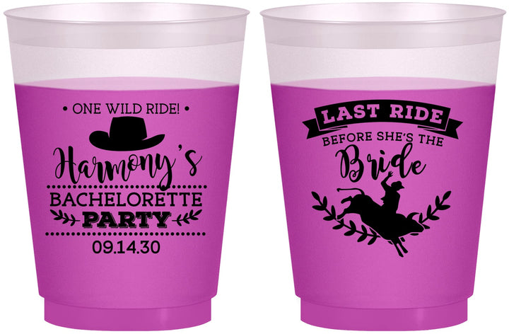 Custom Bachelorette 16 oz Color Changing Frosted Cups - Last Ride Before Bride | 60046