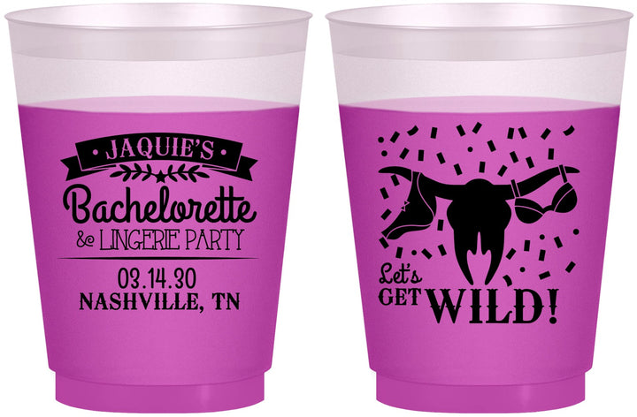 Custom Bachelorette 16 oz Color Changing Frosted Cups - Lets Get Wild Cowgirl | 60048