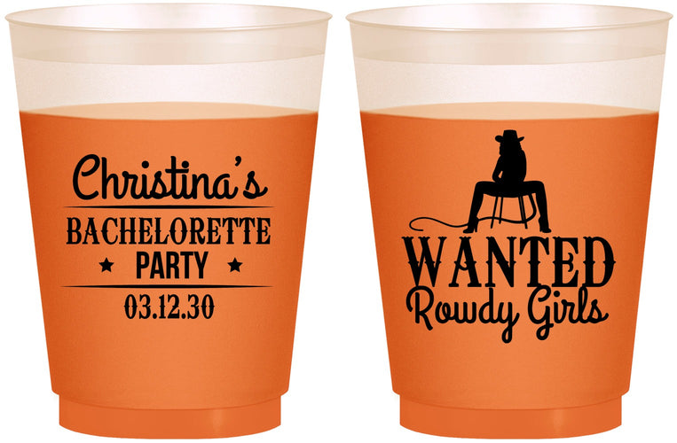 Custom Bachelorette 16 oz Color Changing Frosted Cups - Wanted Rowdy Girls | 60049