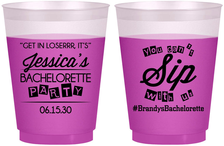 Custom Bachelorette 16 oz Color Changing Frosted Cups - Cant Sip With Us | 60050