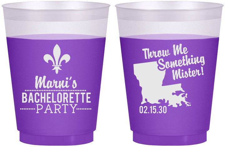 Custom Bachelorette 16 oz Color Changing Frosted Cups - Mardi Gras | 60056