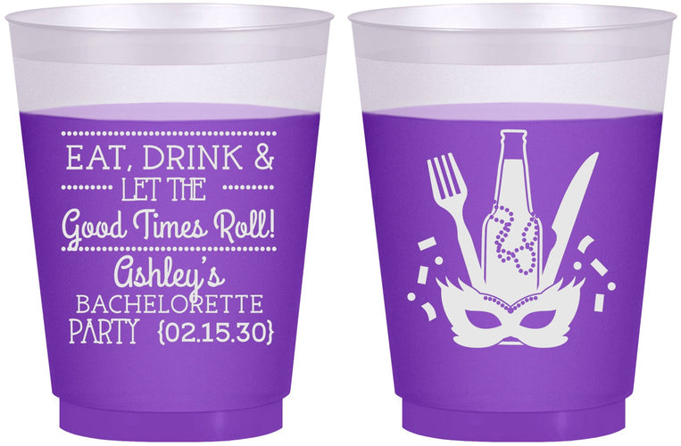 Custom Bachelorette 16 oz Color Changing Frosted Cups - Mardi Gras | 60057