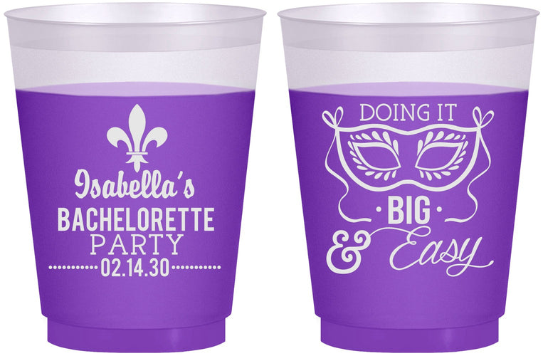 Custom Bachelorette 16 oz Color Changing Frosted Cups - Mardi Gras | 60059